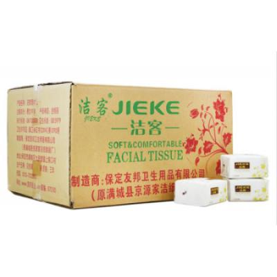 洁客（jieke）JK-1381 原生木浆面巾纸 无漂白3层竹浆卫生纸 3层 100包/箱