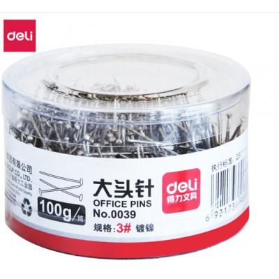 得力(deli)3#镀镍大头针 服装裁剪定位针 100克/筒