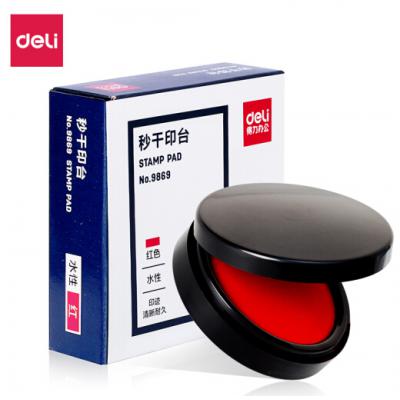 得力（deli）9869 圆形φ85mm秒干印台 红
